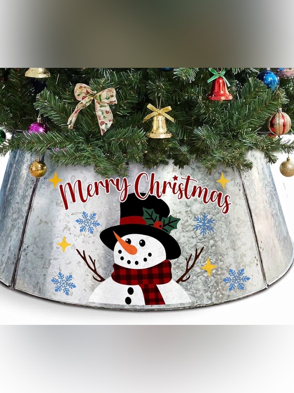 Merry Christmas Snowman Tree Collar - Red, Black, White